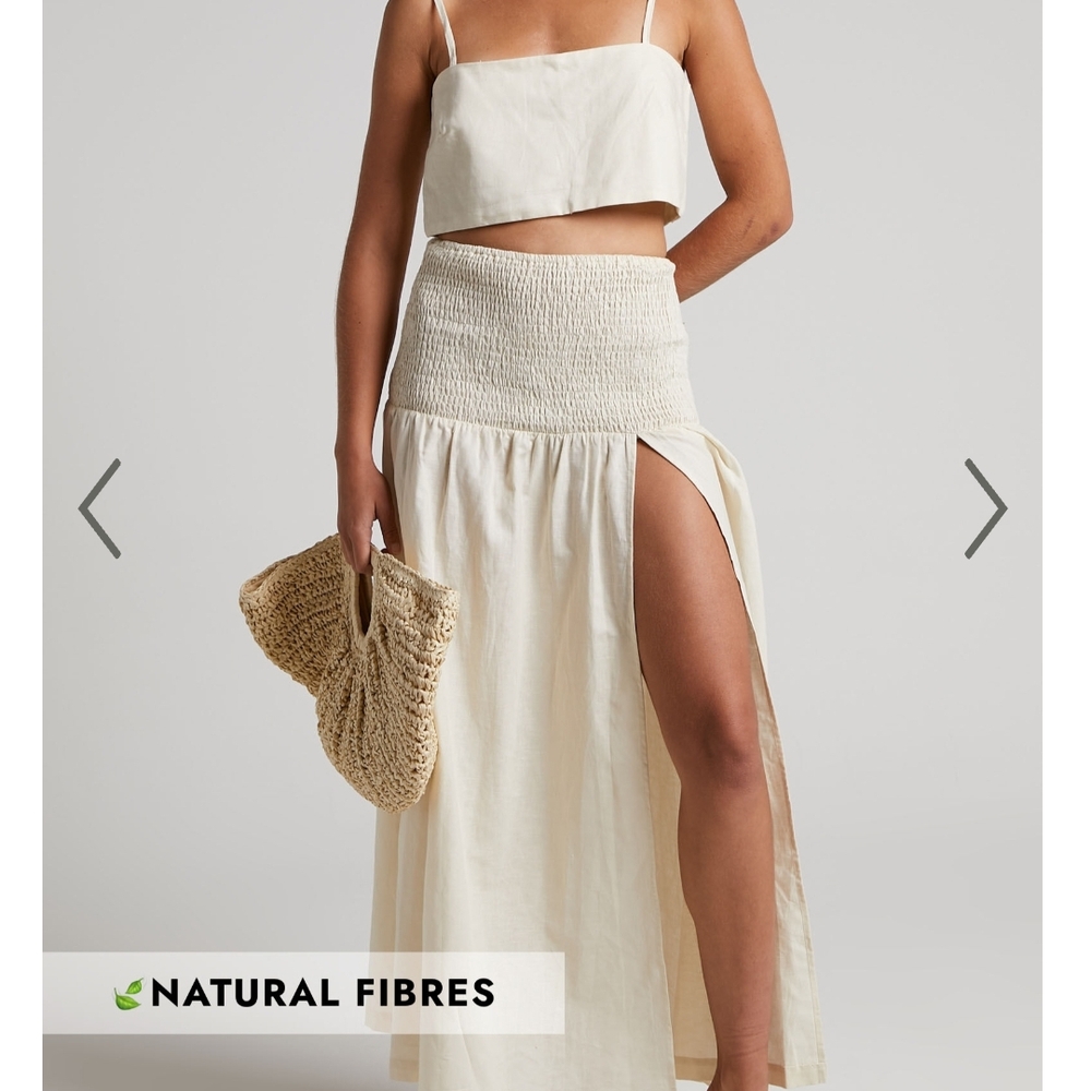 Amalie The Label - Koami Linen Blend Crop Top and Maxi Skirt Set Size 2 US Oat